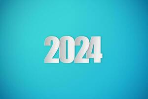 content Nouveau année 2024. de fête réaliste décoration. célébrer 2024 fête sur une bleu Contexte vecteur