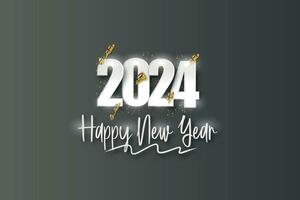 Facile et nettoyer conception content Nouveau année 2024. argent Nombres avec or confettis pour Contexte pour bannières, affiches ou calendrier. vecteur