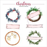 collection d'illustrations à l'aquarelle de décorations de noël et du nouvel an vecteur