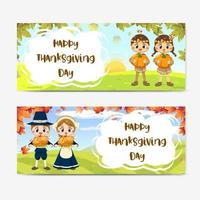 carte de joyeux thanksgiving avec fille, feuille d'érable et citrouille. vecteur