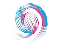 abstrait Contexte avec cercles point modèle avec bleu et rose couleurs, point cmyk noir pente symbole logotype circulaire forme spirale demi-teinte cercle rond abstrait cercle vecteur