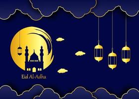 fond eid al adha avec dégradé de couleur or jaune vecteur