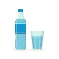 un soda boisson icône dans plat style. Plastique bouteille et en buvant verre vecteur illustration sur isolé Contexte. l'eau boisson signe affaires concept.