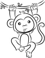 singe ligne art pour coloration livre page vecteur
