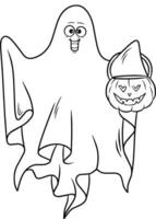 Halloween fantôme ligne art pour coloration livre page vecteur