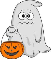 Halloween fantôme dessin animé personnage vecteur illustration