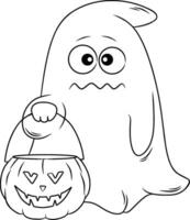 Halloween fantôme ligne art pour coloration livre page vecteur