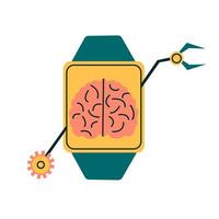 ai montre, intelligent regarder montrant cerveau scanne vecteur