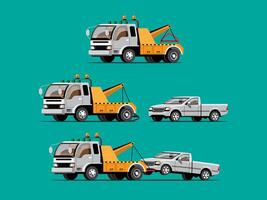 ensemble de voiture de remorquage camionnage auto transport vector illustration