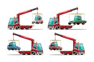 ensemble de voiture de remorquage camionnage auto transport vector illustration