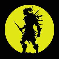 silhouette de une guerrier, guerrier avec épée silhouette, combattant silhouette avec épée vecteur