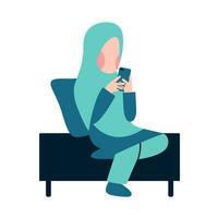 musulman femme en jouant téléphone vecteur