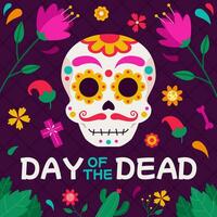 fleuri crâne sur dia de los muertos vecteur