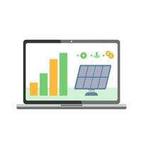 moniteur avec solaire panneaux infographie vecteur illustration