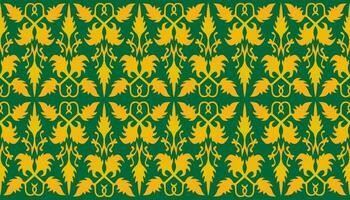 traditionnel classique malais tissés à la main vert chansonnier comme batik de Indonésie ou ethnique modèle avec or fils vecteur, floral mandala de Malaisie ou Riau. en tissu sans couture ornement décoratif vecteur