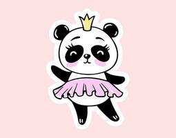 vecteur Panda Princesse avec couronne et rose robe. mignonne bébé animaux illustration. kawaii des gamins impression