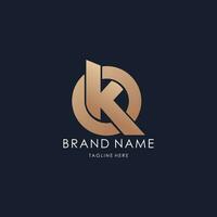 lettre o k logo Facile monogramme initiale Créatif lignes ldesign luxe d'or style vecteur