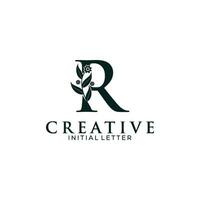 initiale lettre r et floral logo vecteur, botanique minimaliste lettre féminin logo conception modèle vecteur