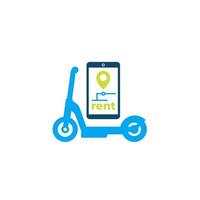 application de location de scooter, icône vectorielle vecteur