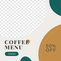 affiche de remise de vente de café de café modèle de publication de médias sociaux style minimaliste moderne doux vecteur