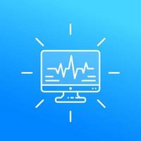 ecg, icône linéaire de vecteur de diagnostic cardiaque