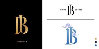 ib ou bi monogramme lettre avec oiseau logo conception modèle et élégant style pour publicité matériel, collage imprimer, les publicités campagne commercialisation, écran impression, typographie d'or déjouer papiers cartes vecteur