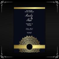 fond orné de mandala d'or de luxe pour l'invitation de mariage, couverture de livre avec vecteur libre de style d'élément de mandala