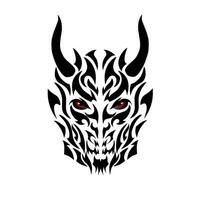 illustration vecteur graphique de tribal art visage diable avec cornes et rouge yeux