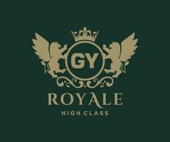 d'or lettre gy modèle logo luxe or lettre avec couronne. monogramme alphabet . magnifique Royal initiales lettre. vecteur