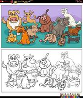 dessin animé chiens animaux personnages livre de coloriage page vecteur