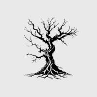 mort arbre esquisser noir et blanc vecteur illustration isolé sur blanc Contexte.