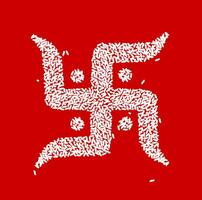 croix gammée saint symbole de le hindou religion fabriqué avec une blanc riz vecteur illustration ou rouge Contexte.