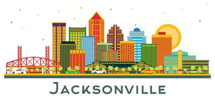 jacksonville Floride horizon avec Couleur bâtiments isolé sur blanche. vecteur