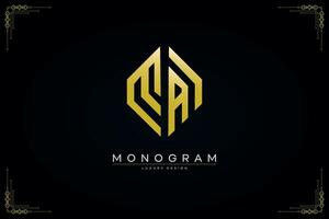hexagone ma lettre icône luxe monogramme or logo vecteur illustration modèle