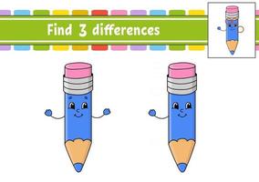 trouver des différences. feuille de travail de développement de l'éducation. page d'activité. jeu pour les enfants. illustration vectorielle isolée dans un style dessin animé mignon. vecteur