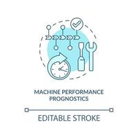 icône de concept de pronostics de performance de la machine. tâches de jumeaux numériques. technologies d'automatisation intelligentes illustration de fine ligne idée abstraite. dessin de couleur de contour isolé de vecteur. trait modifiable vecteur