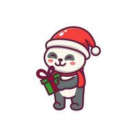 conception mignonne Panda célébrer Noël vecteur