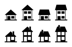 maison ou bâtiment icône ensemble, vecteur isolé sur blanc Contexte.