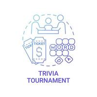 icône de concept de collecte de fonds de tournoi de trivia. illustration de fine ligne idée abstraite de collecte de fonds. facturer de l'argent pour les billets. tenue d'une soirée-questionnaire. quiz de pub. dessin en couleur de contour isolé de vecteur