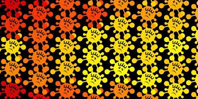 modèle vectoriel jaune foncé avec des éléments de coronavirus.