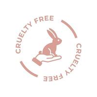 rose cruauté gratuit cercle icône. ne pas testé sur animaux avec lapin silhouette étiqueter. vecteur illustration.