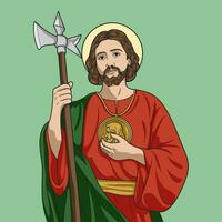 Saint jude thaddée apôtre coloré vecteur illustration