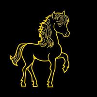 cheval lineart illustration conception avec or lignes sur une noir Contexte vecteur