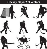 le hockey joueur silhouette ensemble vecteurs vecteur