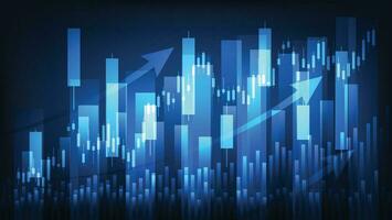 financier affaires statistiques avec bar graphique et chandelier graphique spectacle Stock marché prix sur foncé bleu Contexte vecteur