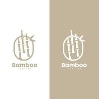 tropical bambou forêt logo, arbre tronc et feuille conception, vecteur illustration symbole