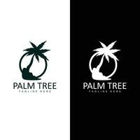 noix de coco arbre logo, paume arbre le coucher du soleil plage vecteur, élégant minimaliste Facile conception, symbole modèle icône vecteur