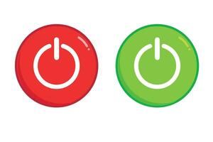 Puissance bouton. Puissance icône bouton avec tour sur et de boutons avec fermer vers le bas commutateur Puissance Icônes dans rond cercle boutons dans rouge et vert couleurs. vecteur illustration
