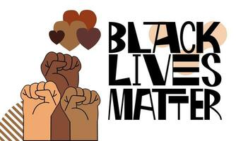 noir vies matière bannière pour manifestation, se rallier ou conscience campagne contre racial la discrimination de foncé peau couleur. vecteur