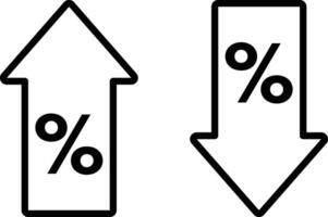 pour cent en haut et vers le bas Icônes . prix faible vers le bas et en haut icône vecteur . pourcentage vers le bas et en haut La Flèche icône